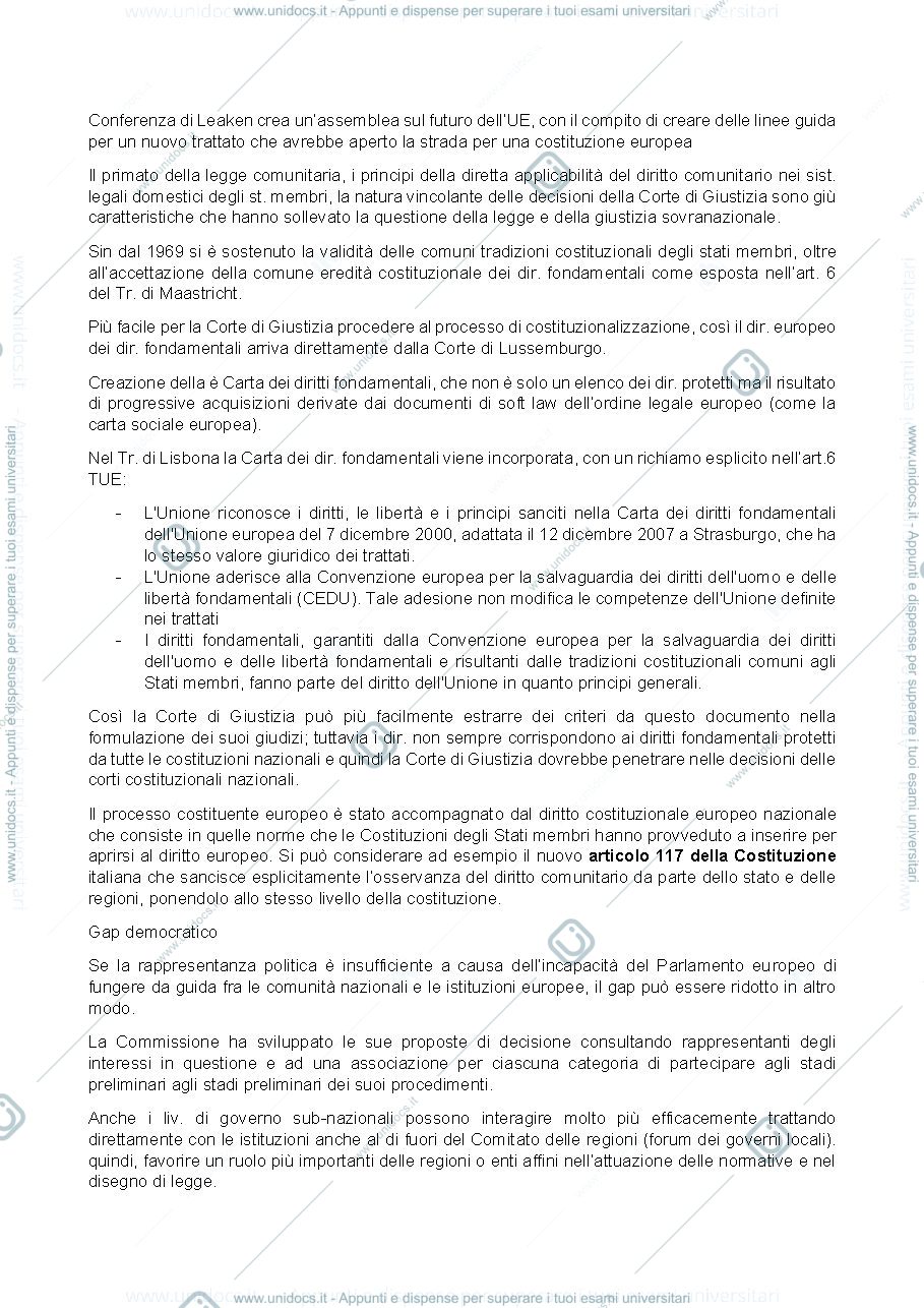 Anteprima pagina 1 — Appunti costituzionalismo multilivello