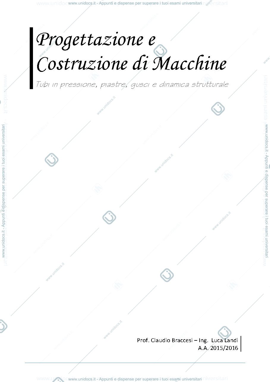 Anteprima pagina 1 — Appunti progettazione e costruzione di macchine