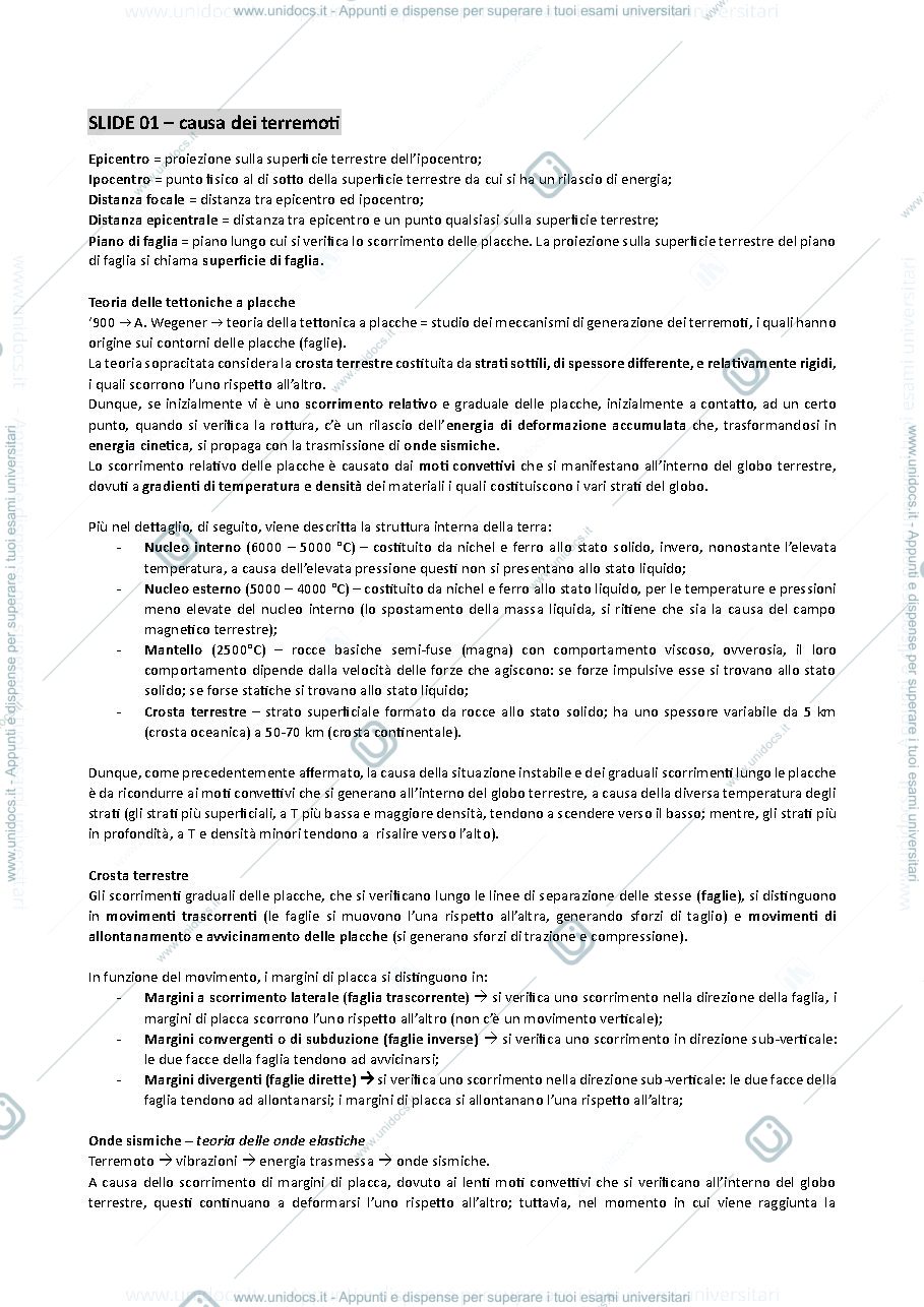 Anteprima pagina 1 — Riassunti completi del corso costruzioni in zona sismica 