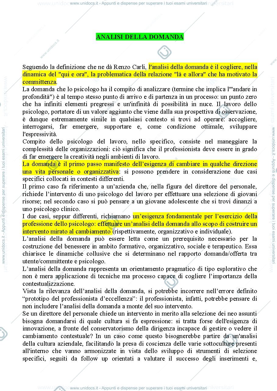 Anteprima pagina 1 — Riassunto "Analisi della Domanda" (Carli e Paniccia)