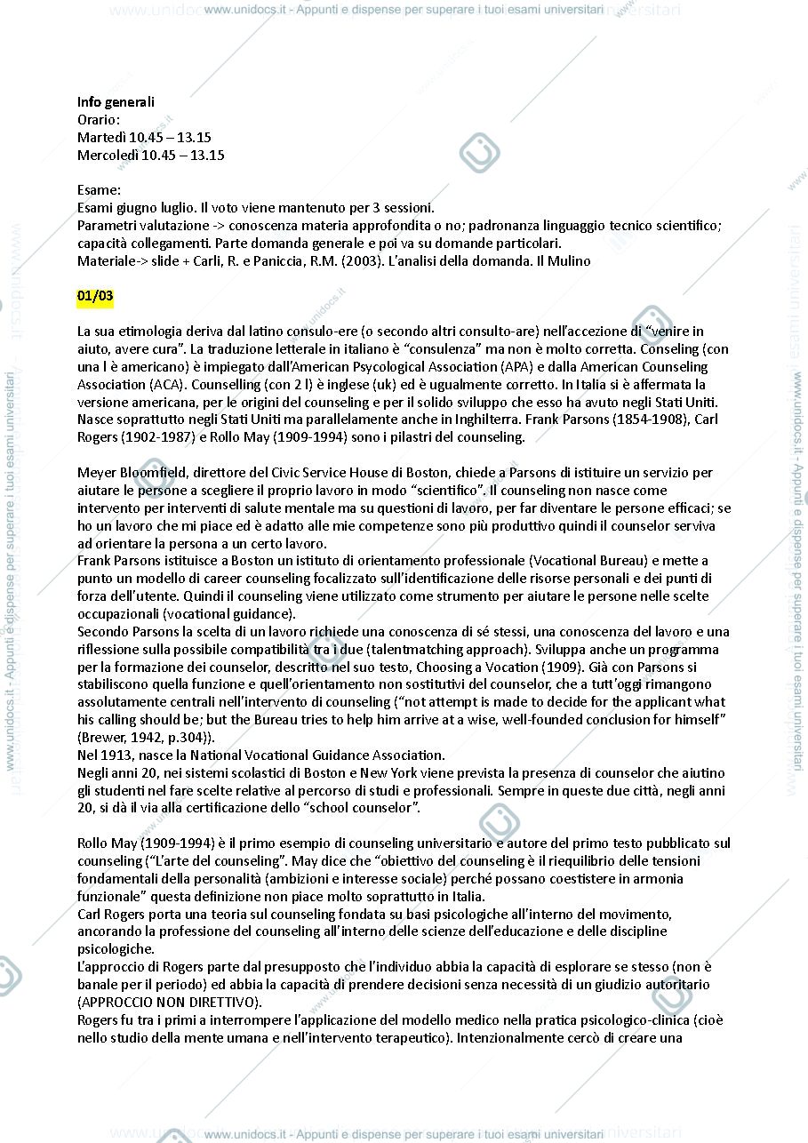 Anteprima pagina 1 — Counseling psicologico clinico 