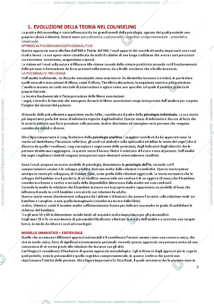 Anteprima pagina 3 — Riassunto "Il Counselling Psicologico" (Giusti e Pagani)