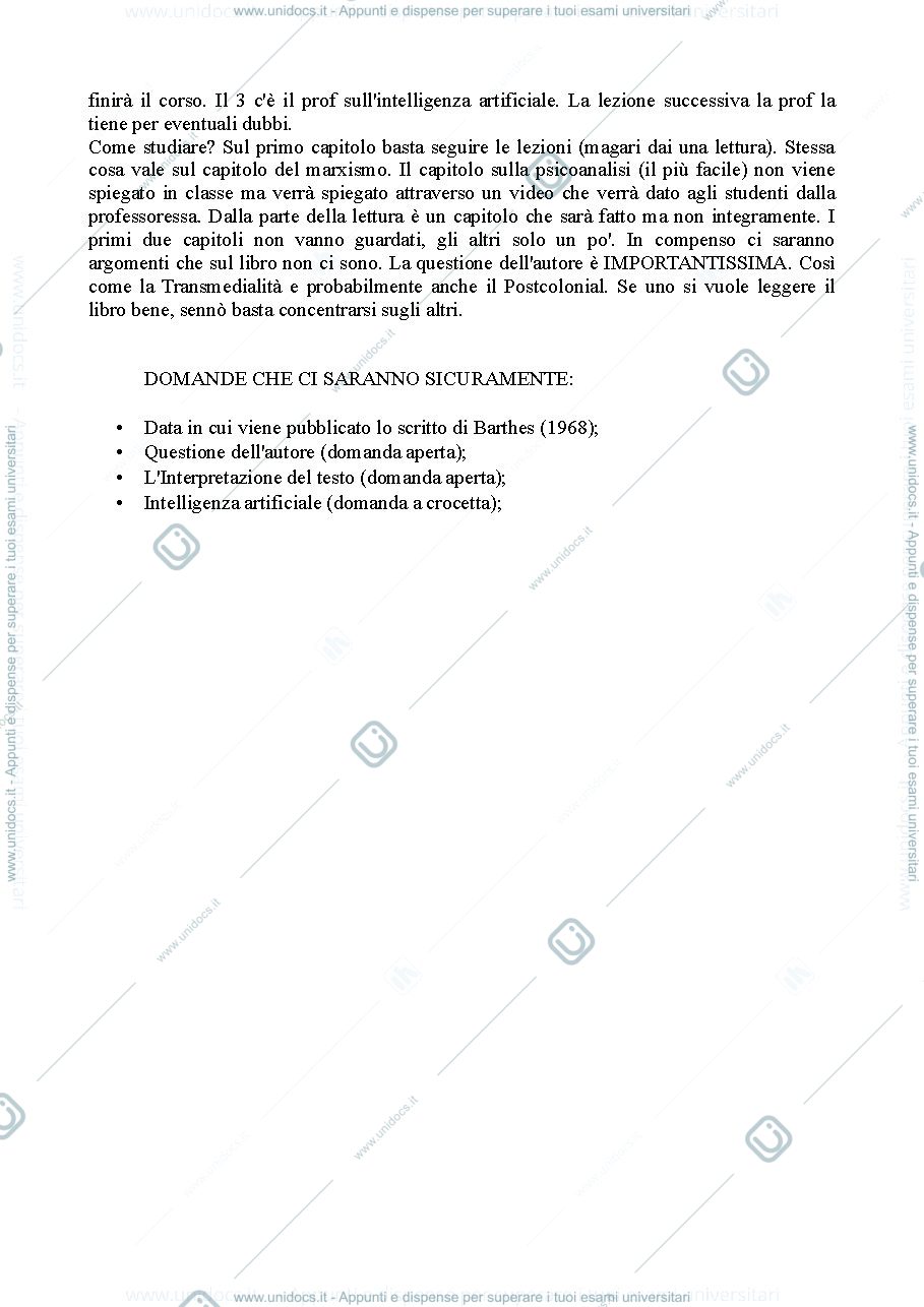 Anteprima pagina 2 — Sbobine corso Critica letteraria, complete di lezioni degli ospiti
