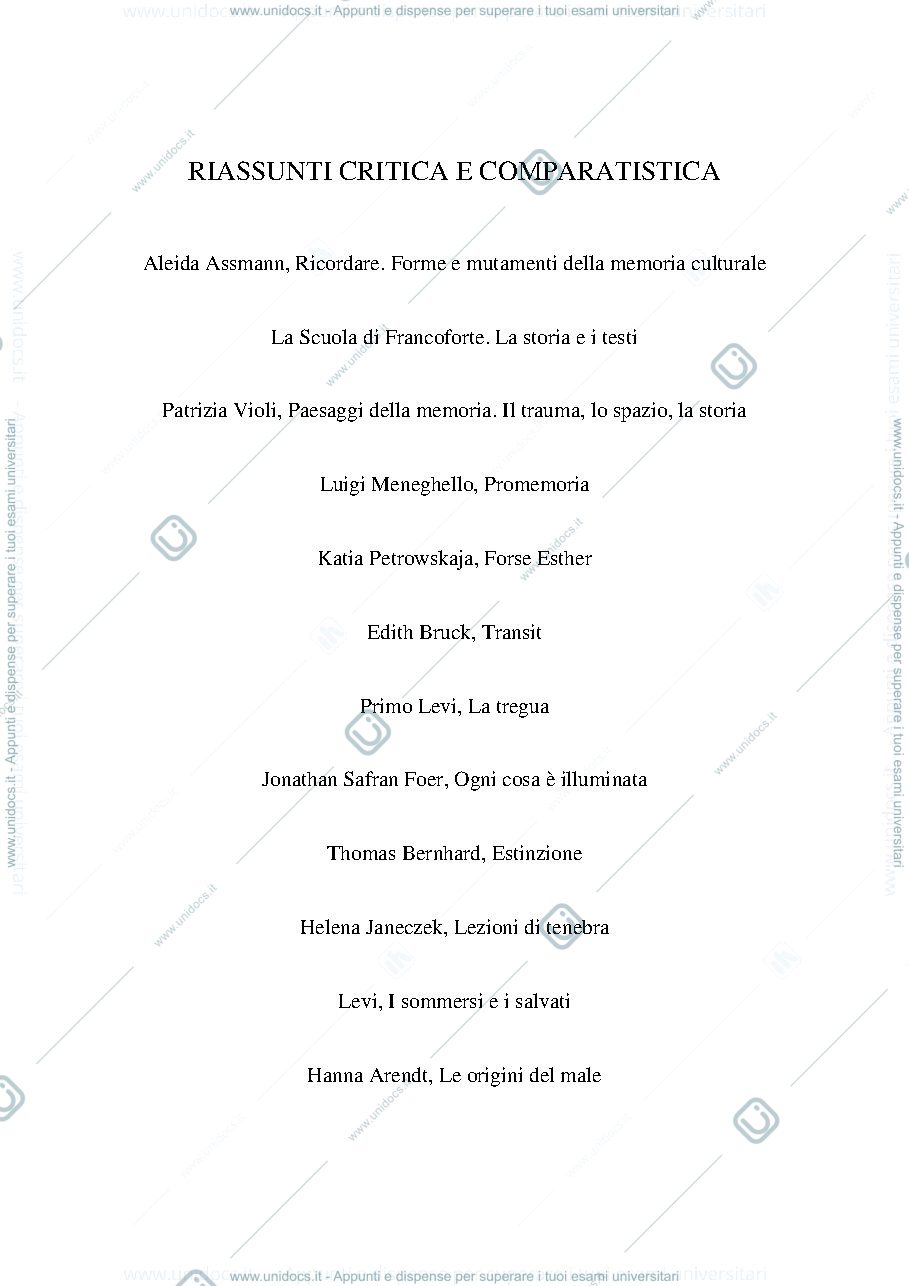 Anteprima pagina 1 — Riassunti Critica Comparatistica