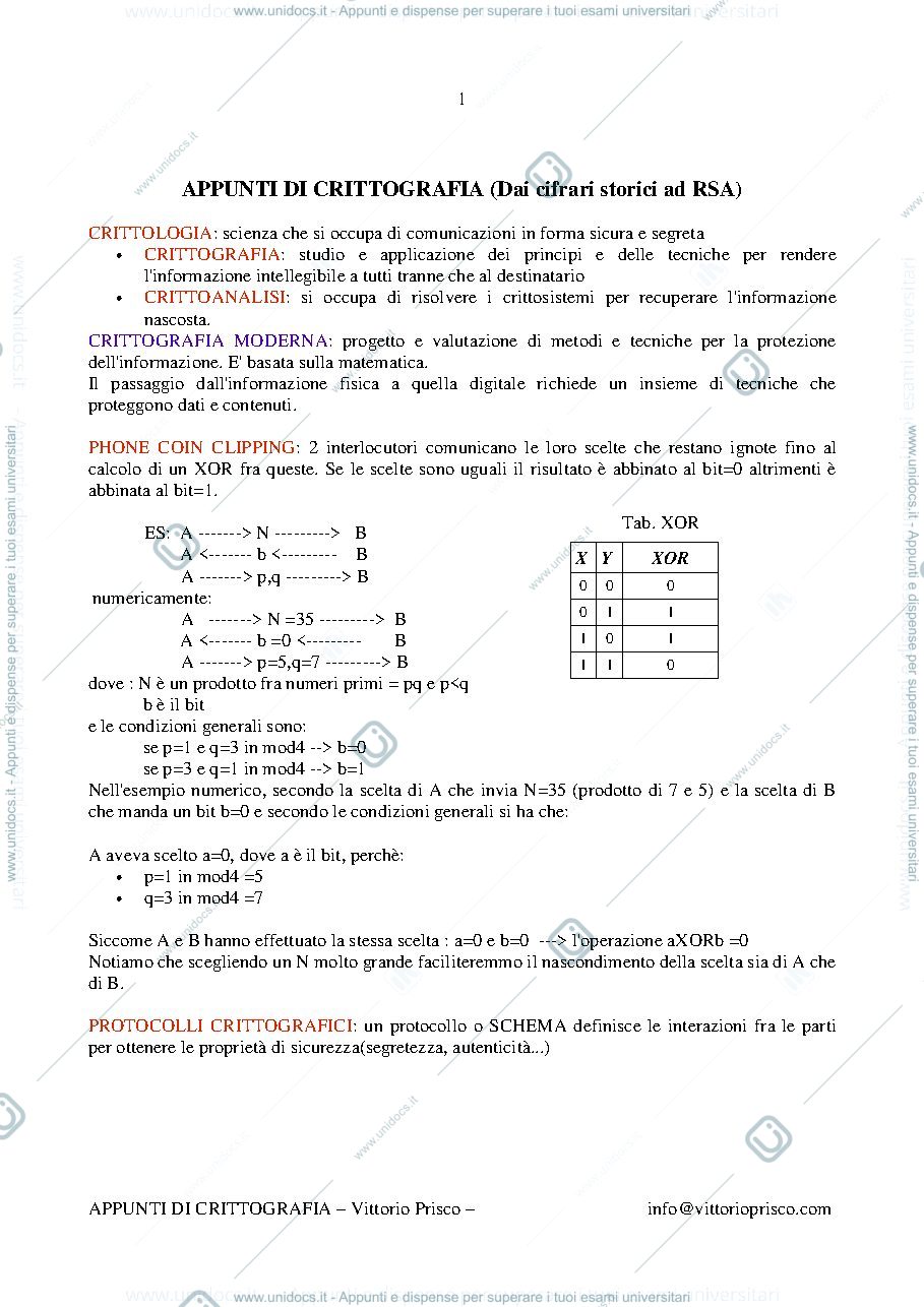Anteprima pagina 1 — Crittografia