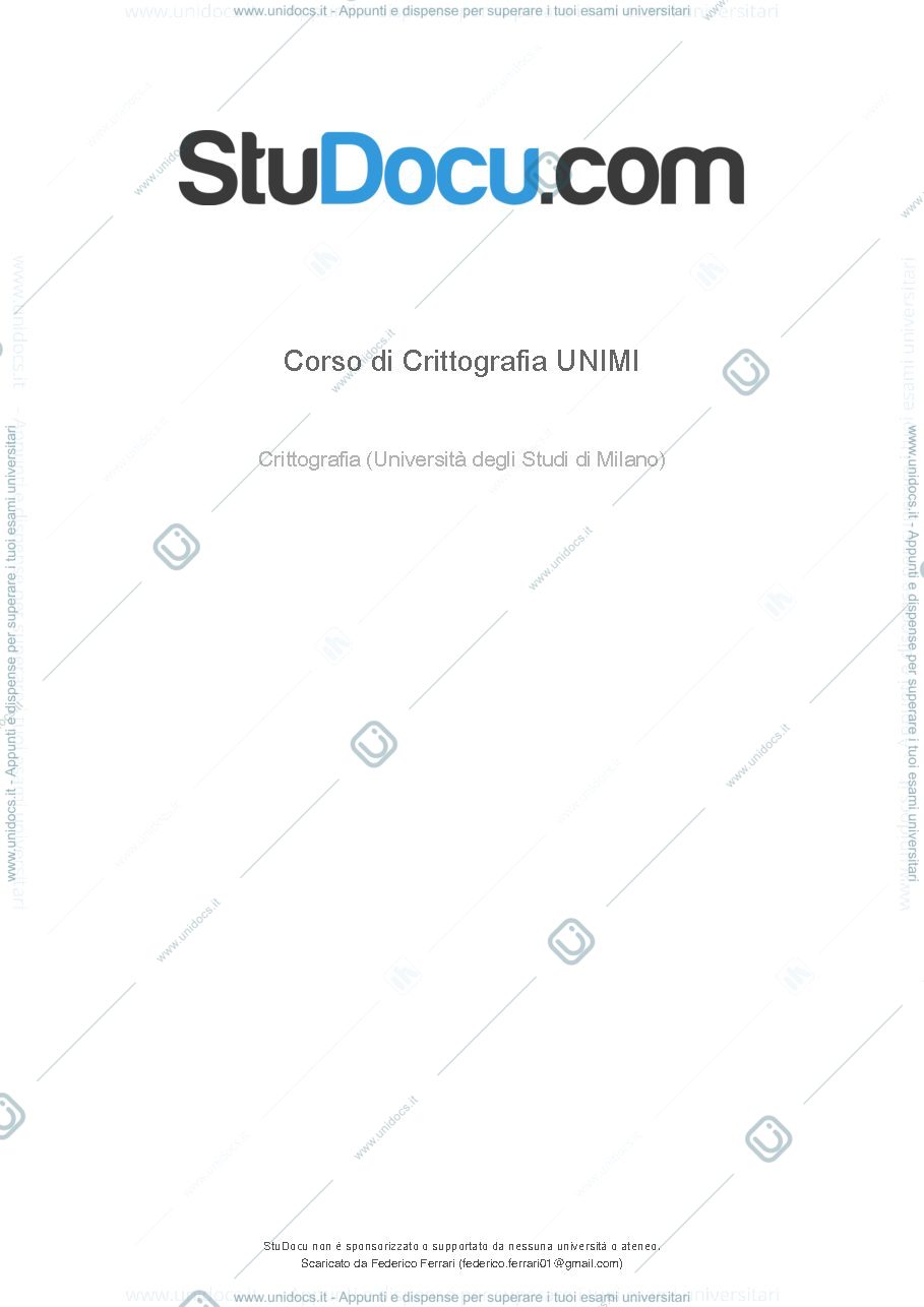 Anteprima pagina 1 — Appunti completi crittografia