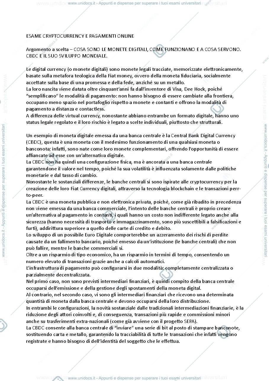 Anteprima pagina 1 — domande appello cryptocurrency