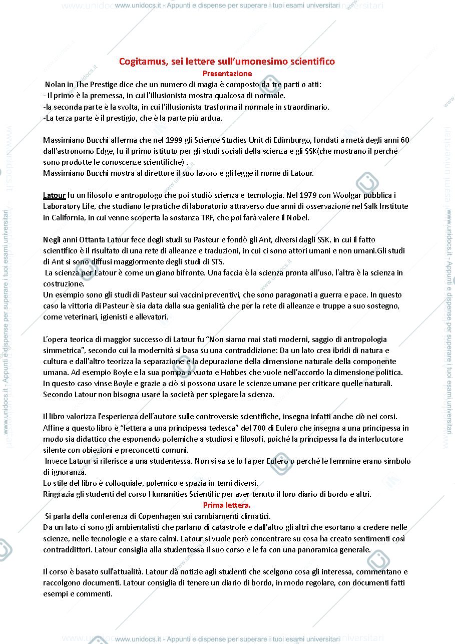 Anteprima pagina 1 — Riassunto cogitamus