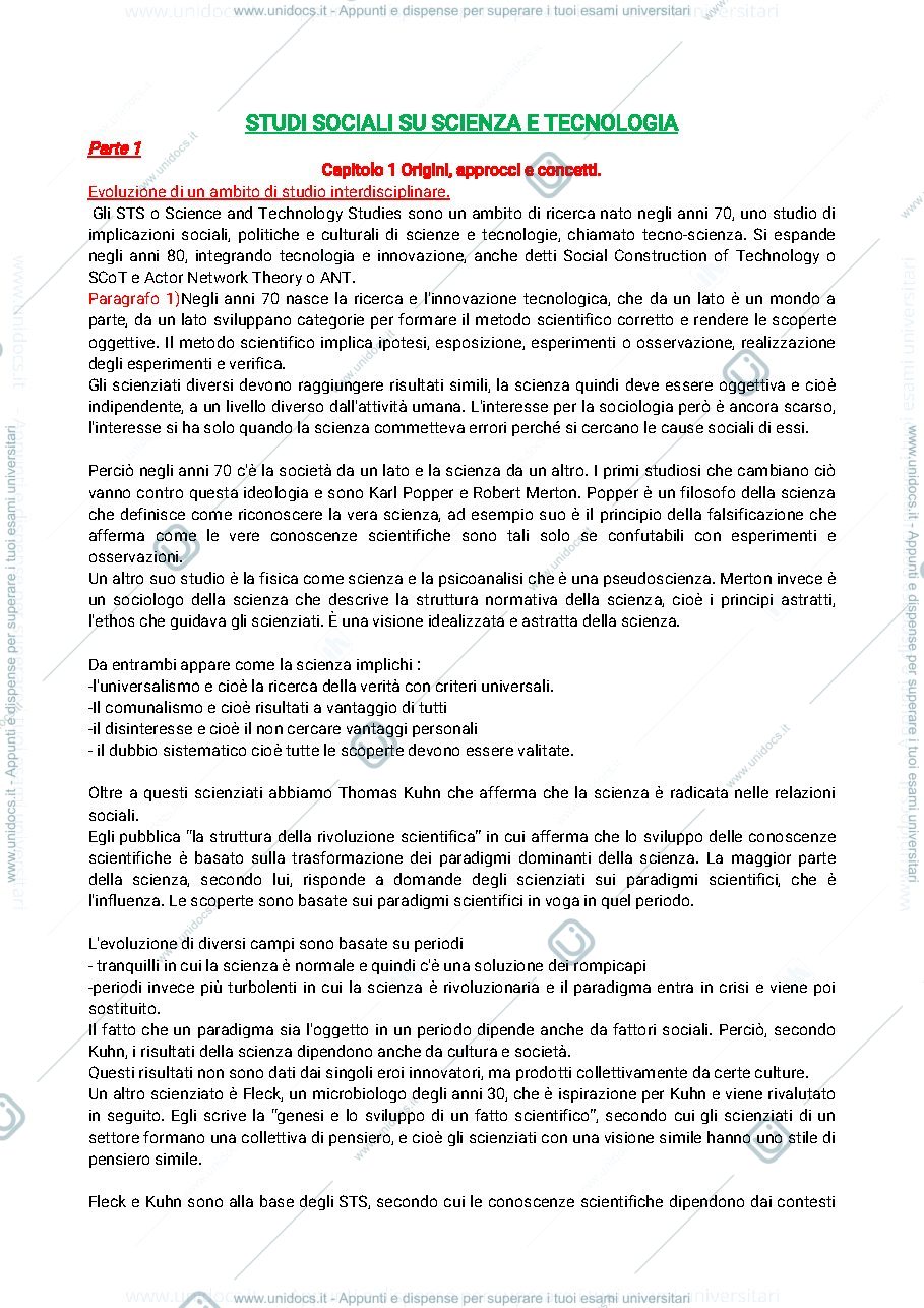 Anteprima pagina 1 — Riassunto studi sociali 