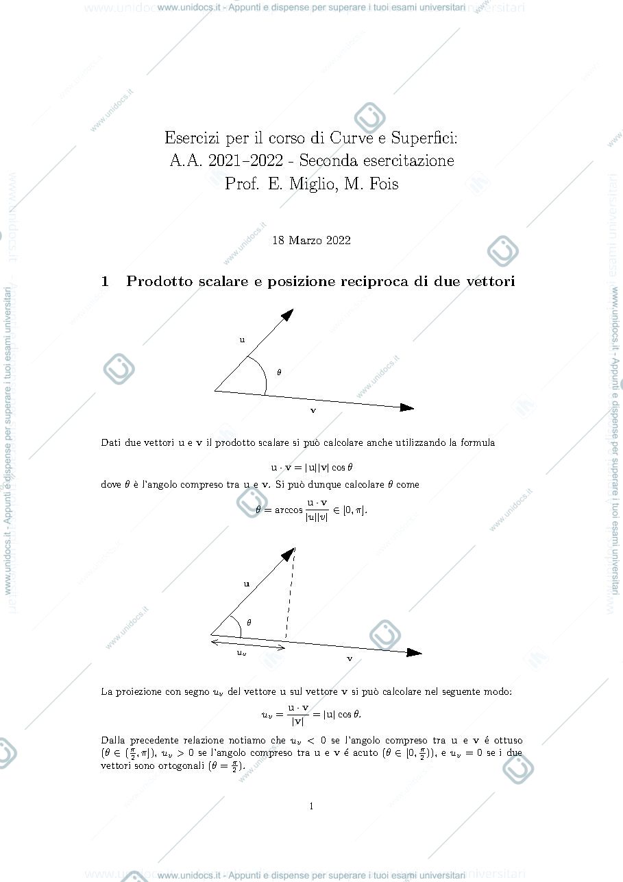 Anteprima pagina 1 — ESERCITAZIONE CURVE 