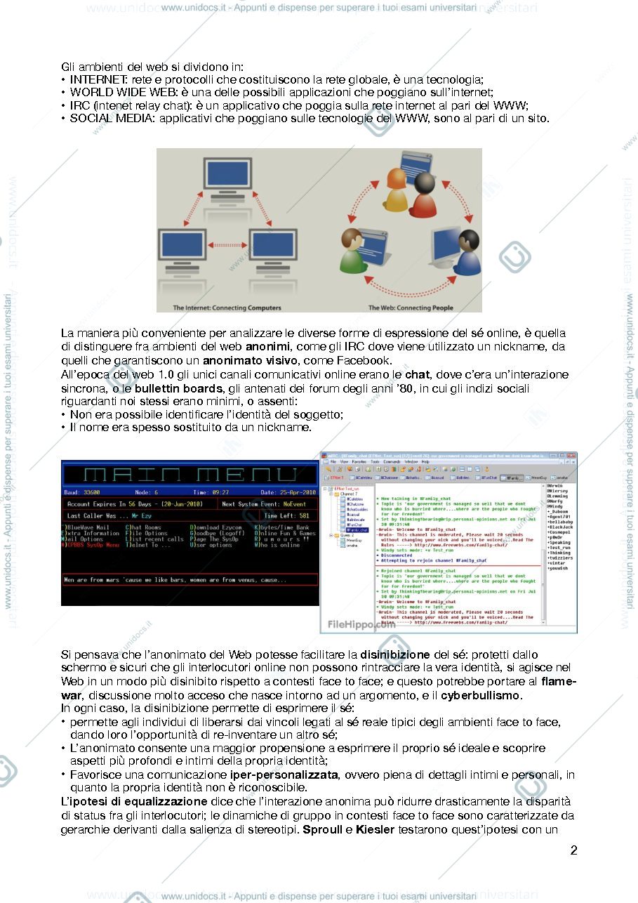 Anteprima pagina 2 — Riassunto Cyberpsicologia