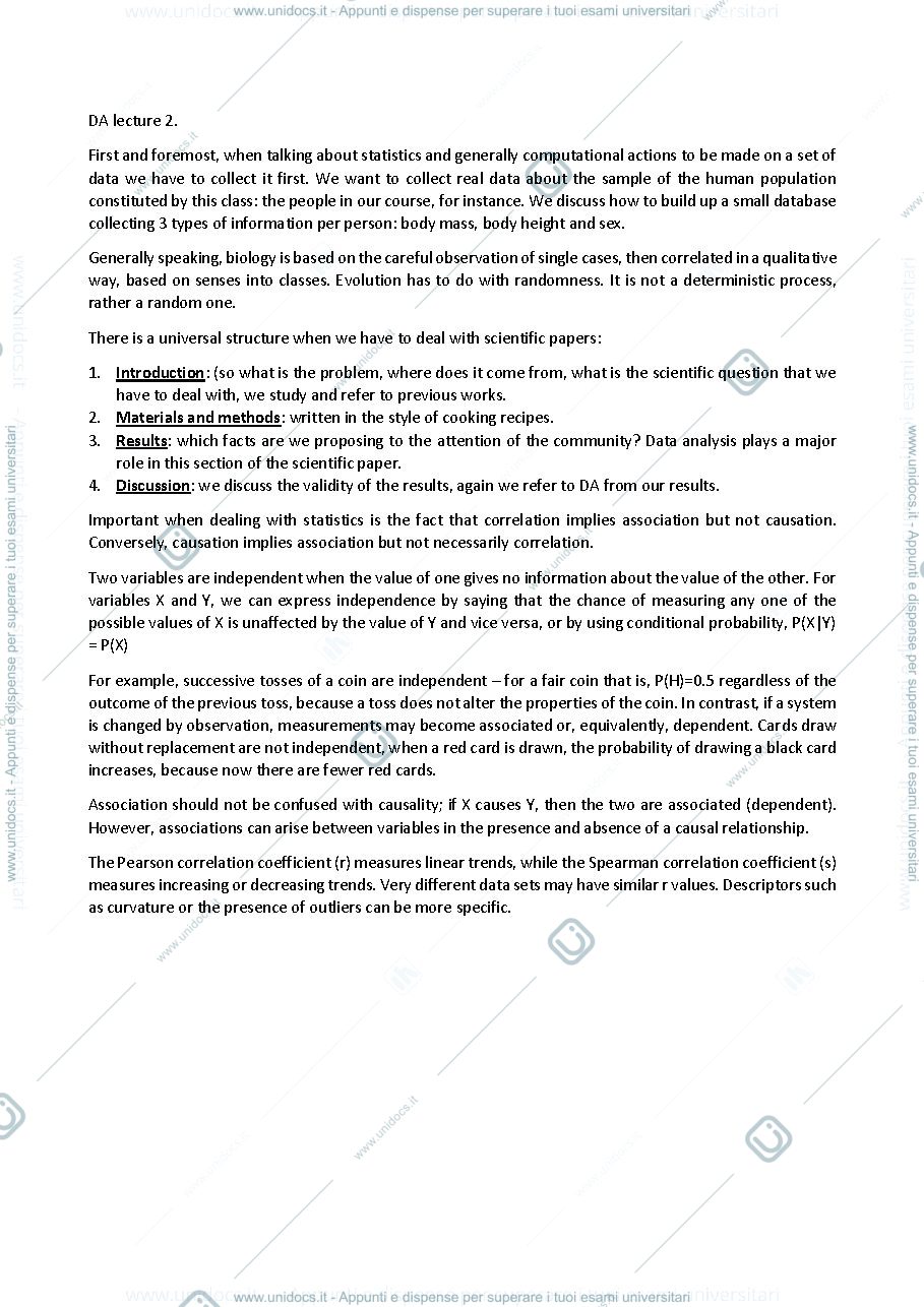 Anteprima pagina 1 — Appunti DATA ANALYSIS INGLESE