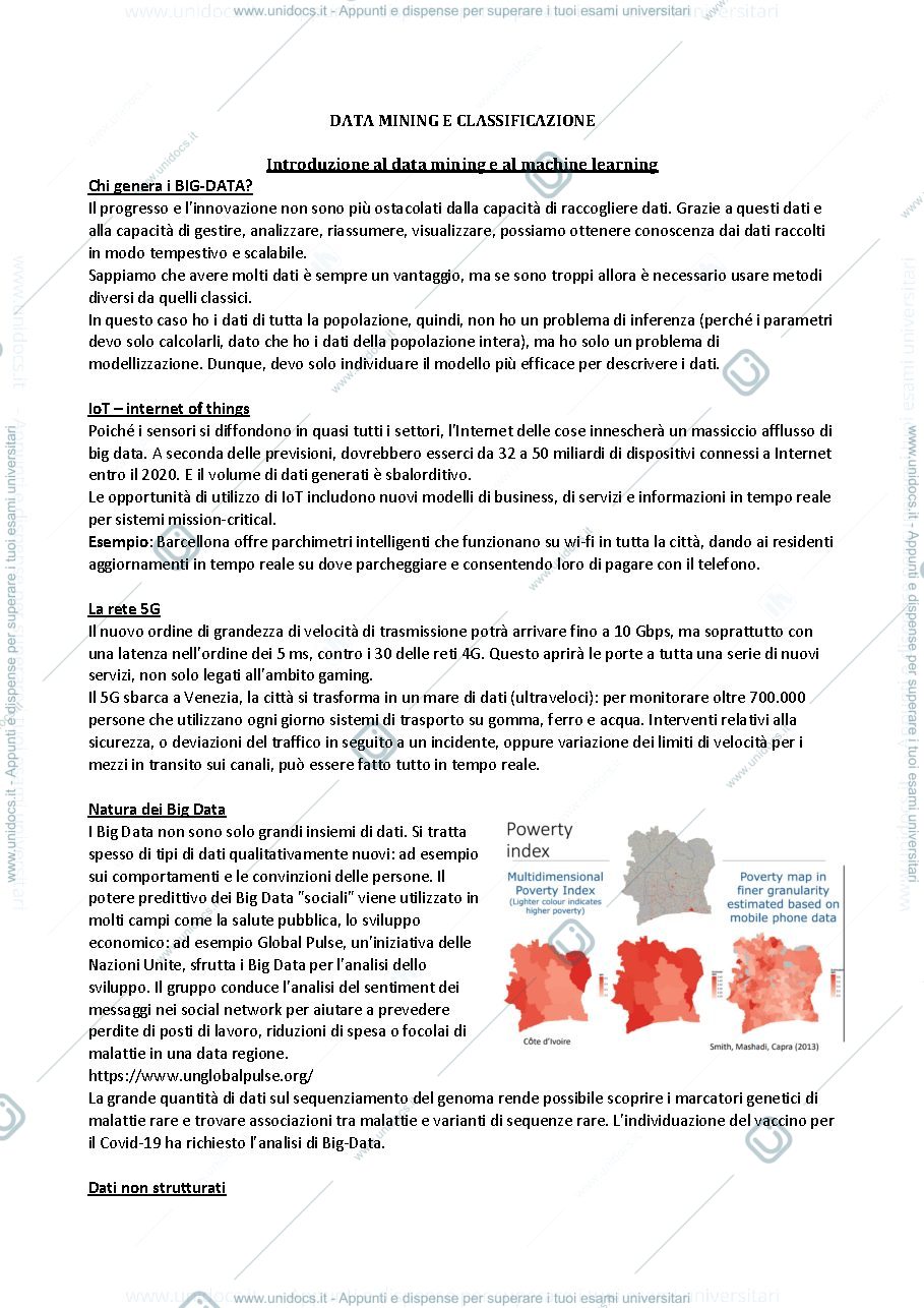 Anteprima pagina 1 — Data Mining e Classificazione
