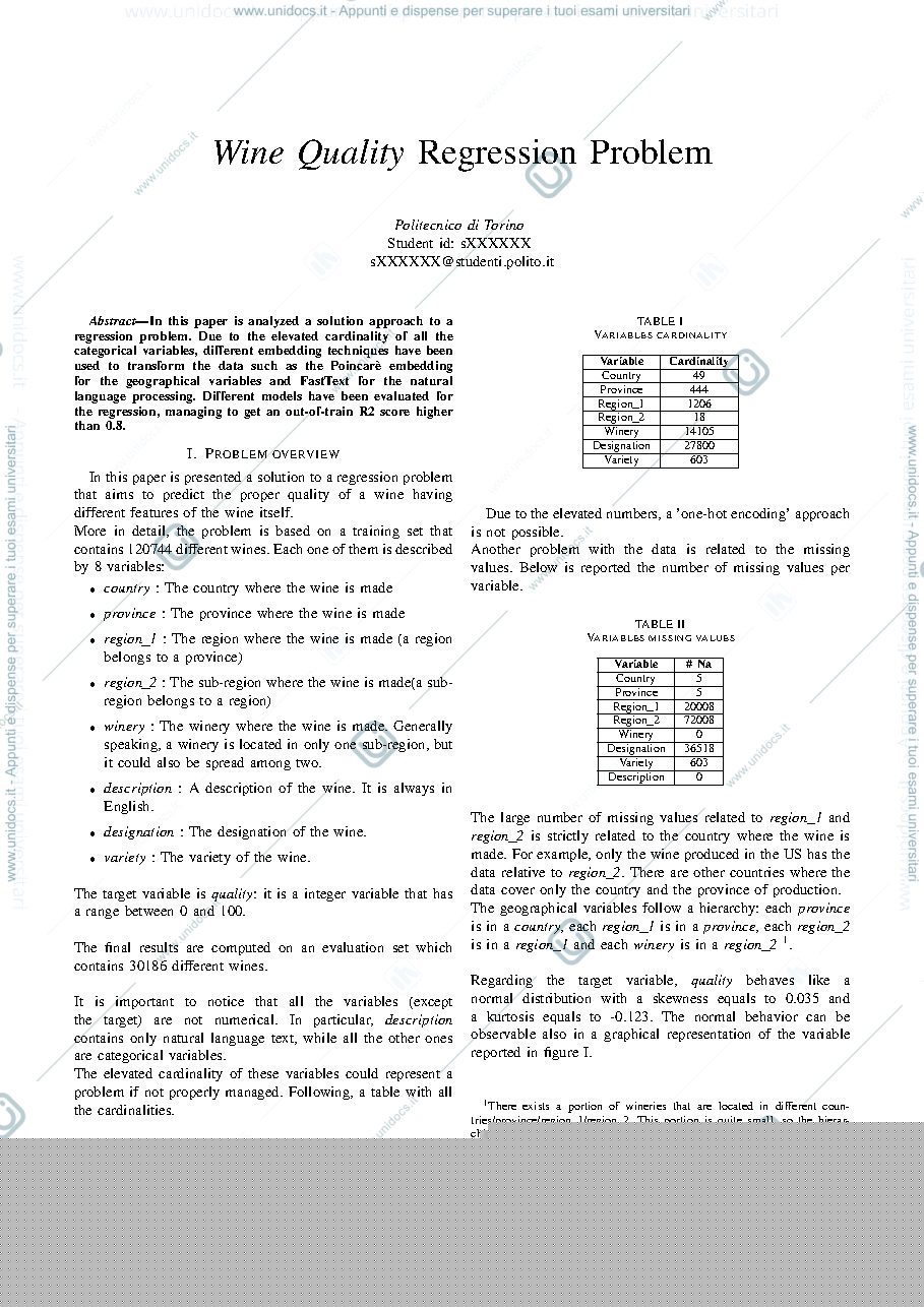 Anteprima pagina 1 — Report Regression