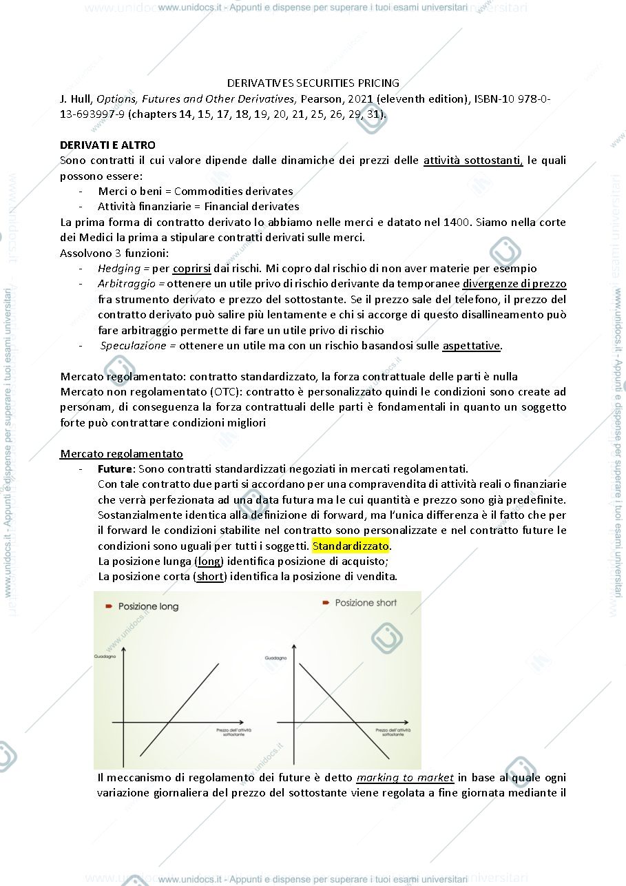 Anteprima pagina 1 — Derivatives Security Pricing 