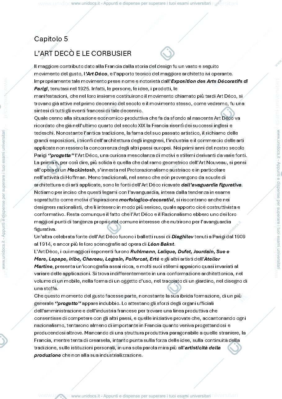 Anteprima pagina 1 — storia del design 5-9 capitolo 