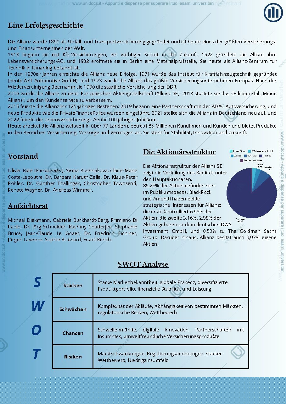 Anteprima pagina 2 — Unternehmensstudie (Allianz SE) Deutsch fuer die Finanzkommunikation First Level 