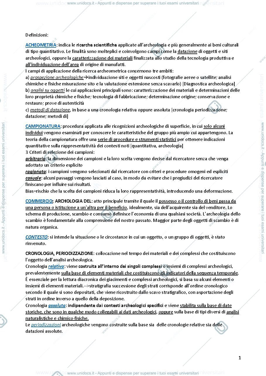 Anteprima pagina 1 — riassunto dizionario archeologia