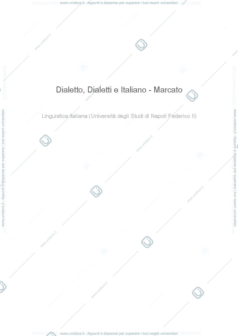 Anteprima pagina 1 — Dialetto, Dialetti e Italiano - Marcato