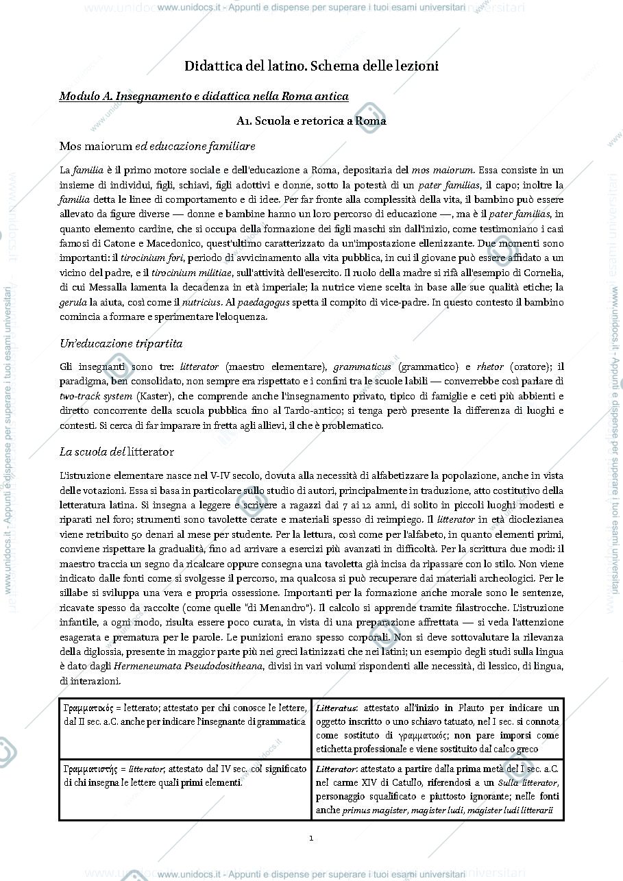 Anteprima pagina 1 — Schema delle lezioni 2022-2023