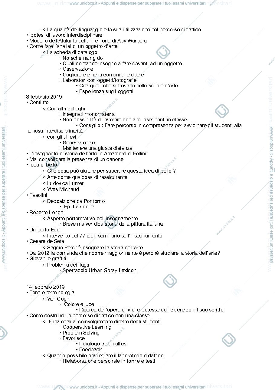 Anteprima pagina 2 — APPUNTI LEZIONI Didattica della storia dell'arte 