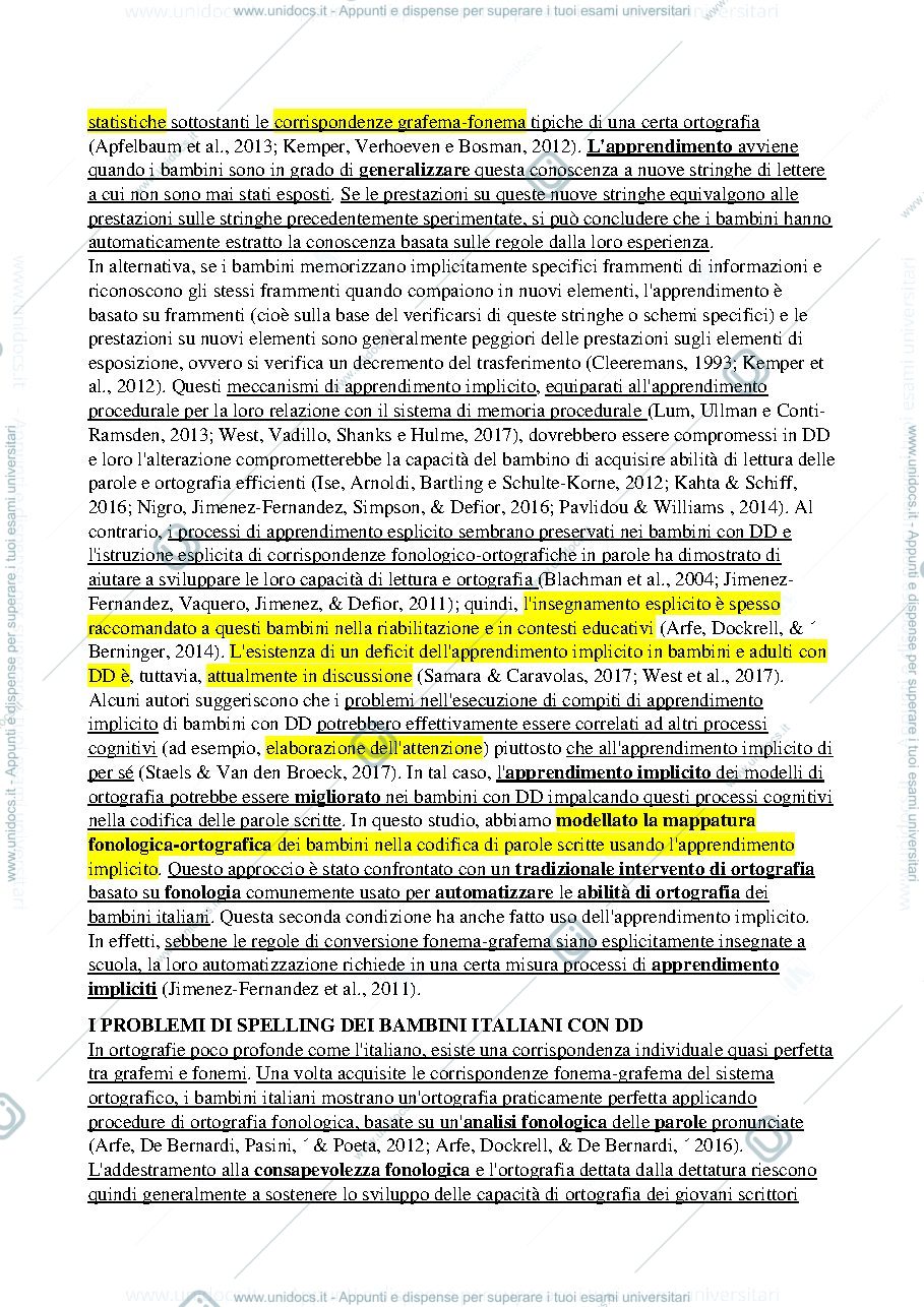 Anteprima pagina 2 — Training di apprendimento implicito di spelling in italiano per bambini con dislessia evolutiva
