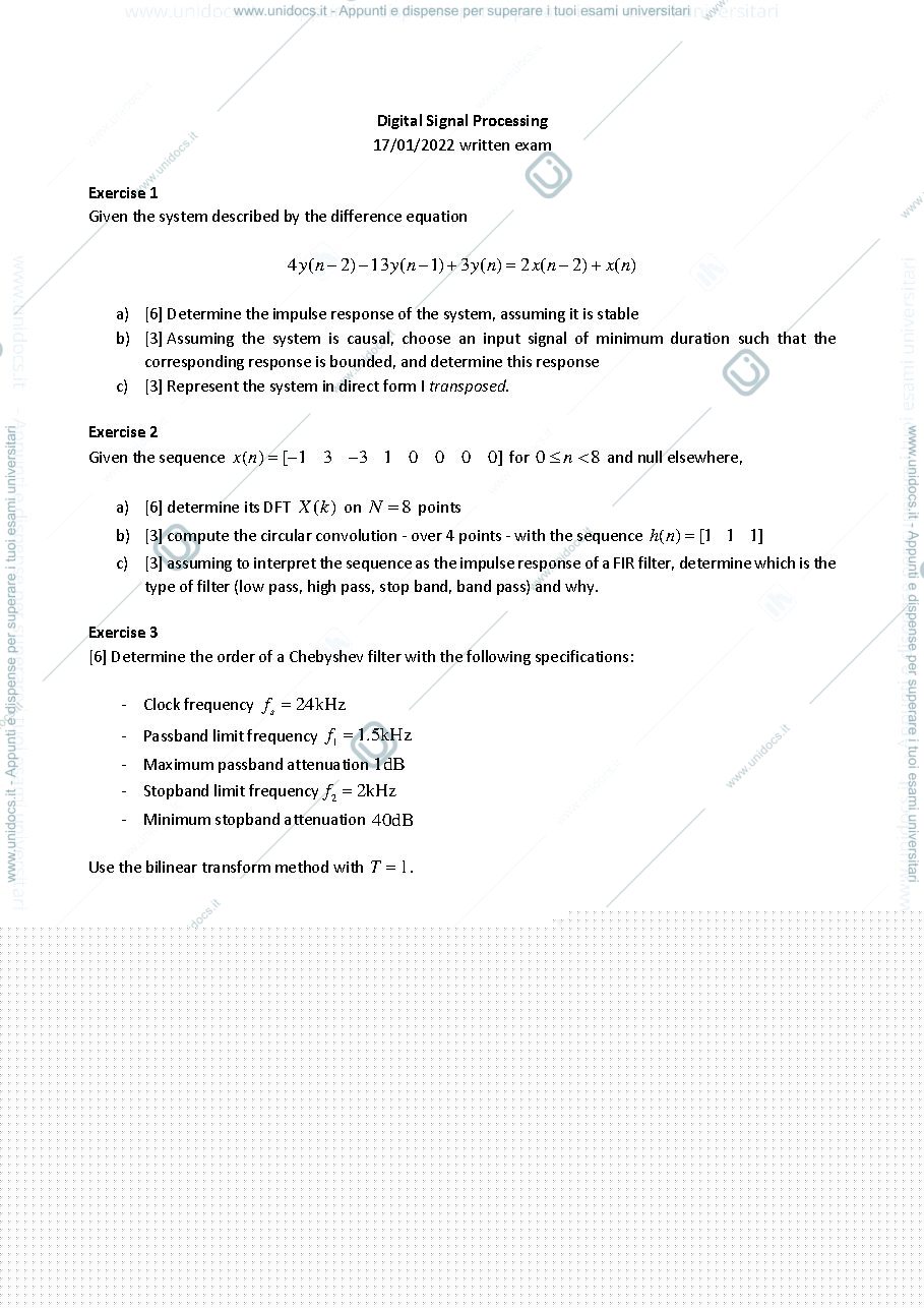 Anteprima pagina 1 — esame dsp