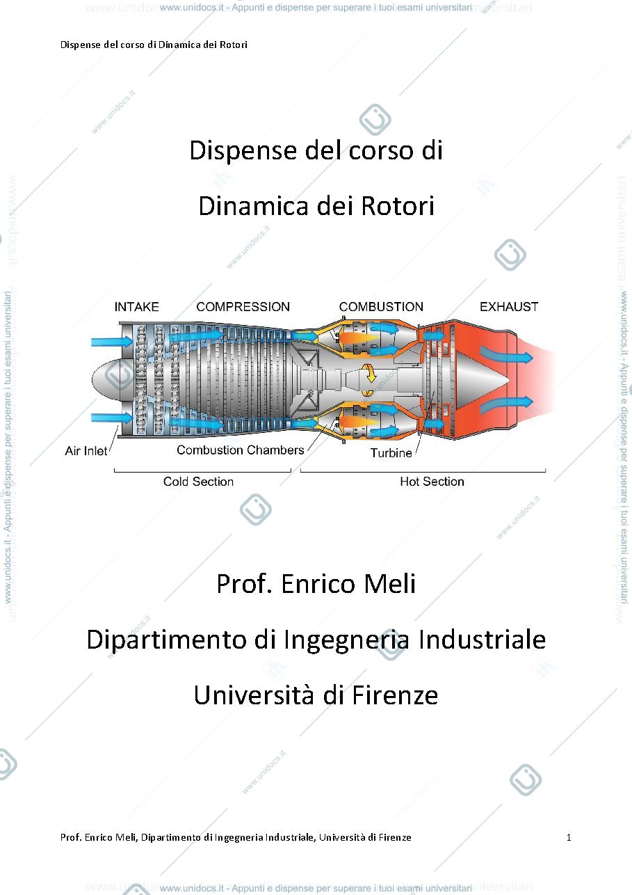 Anteprima pagina 1 — Dispense Dinamica dei Rotori 2024