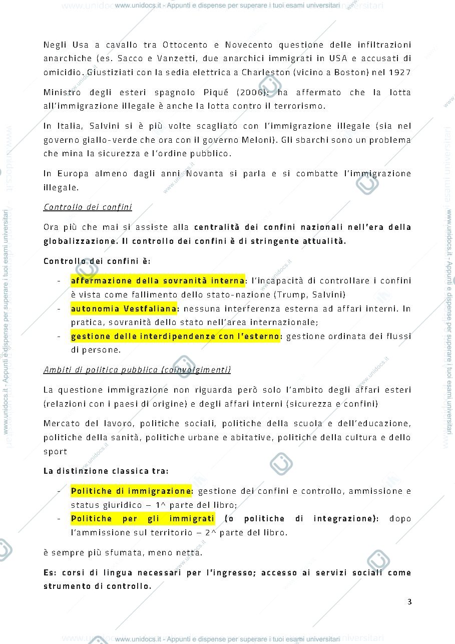 Anteprima pagina 3 — Le politiche migratorie 2024 (riassunti)
