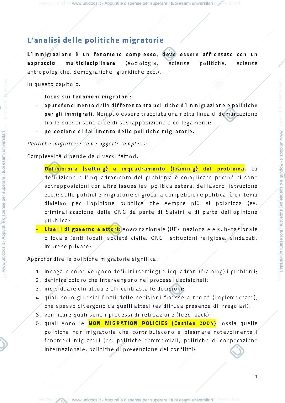 Anteprima pagina 4 — Le politiche migratorie 2024 (riassunti)