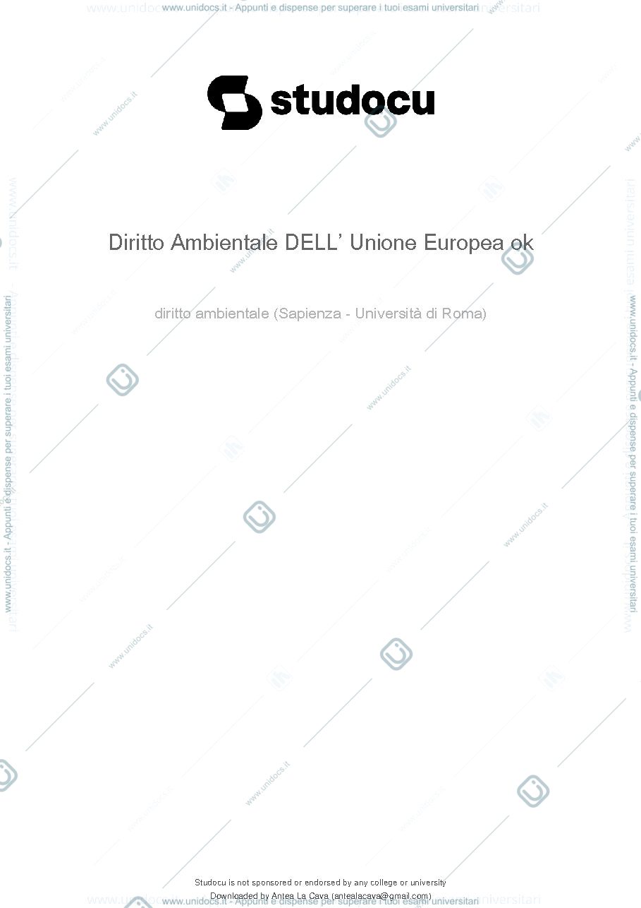 Anteprima pagina 1 — Riassunto diritto ambientale