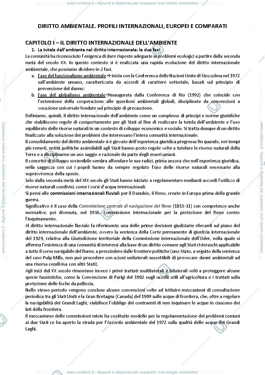 Anteprima pagina 1 — Diritto Ambientale. Profili internazionali europei e comparati  MaTIS prof. Crescenzi