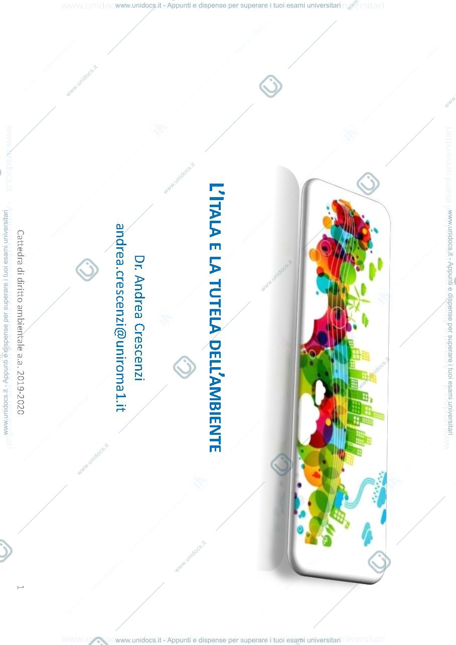 Anteprima pagina 1 — TUTELA DELL'AMBIENTE IN ITALIA