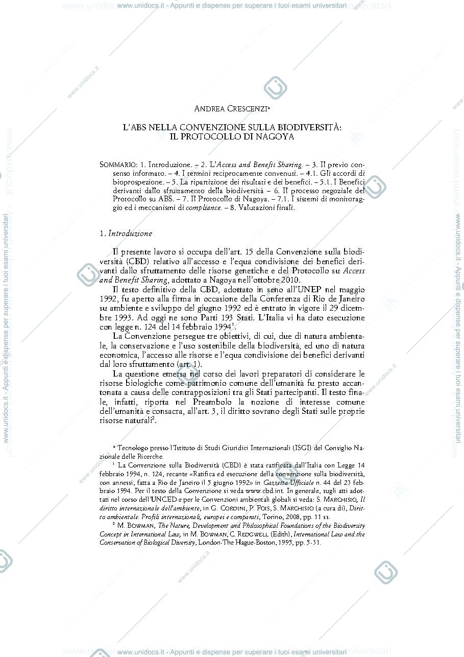 Anteprima pagina 1 — Access and Benefit Sharing 