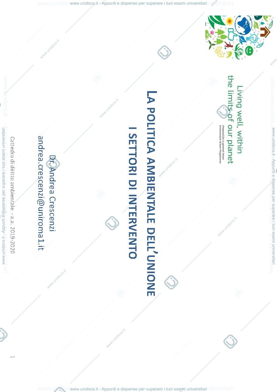 Anteprima pagina 1 — SETTORI DI INTERVENTO UE