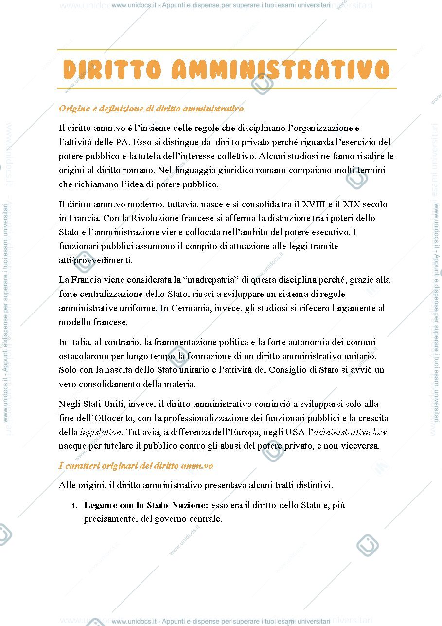 Anteprima pagina 1 — esame diritto amministrativo