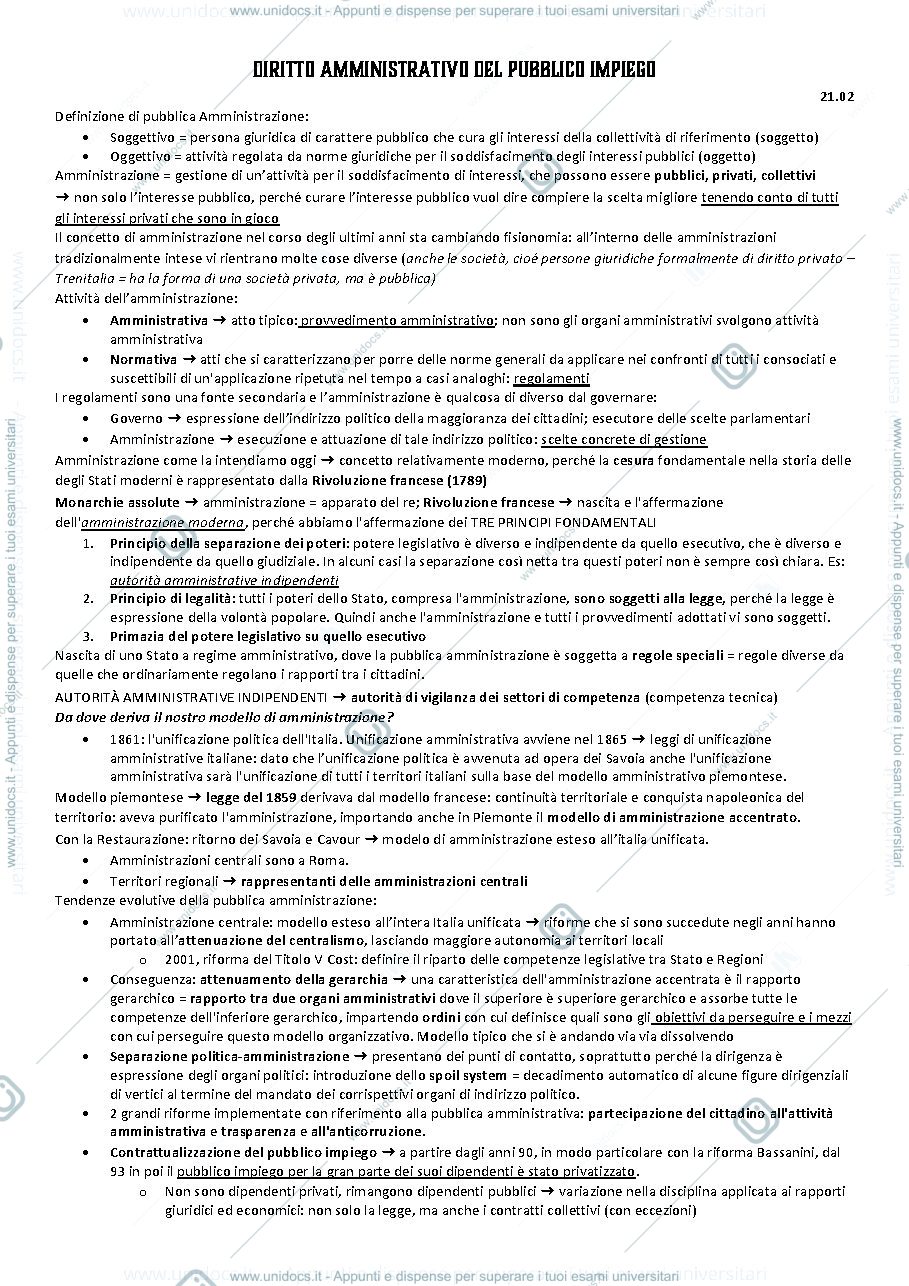 Anteprima pagina 1 — Diritto amministrativo del pubblico impiego