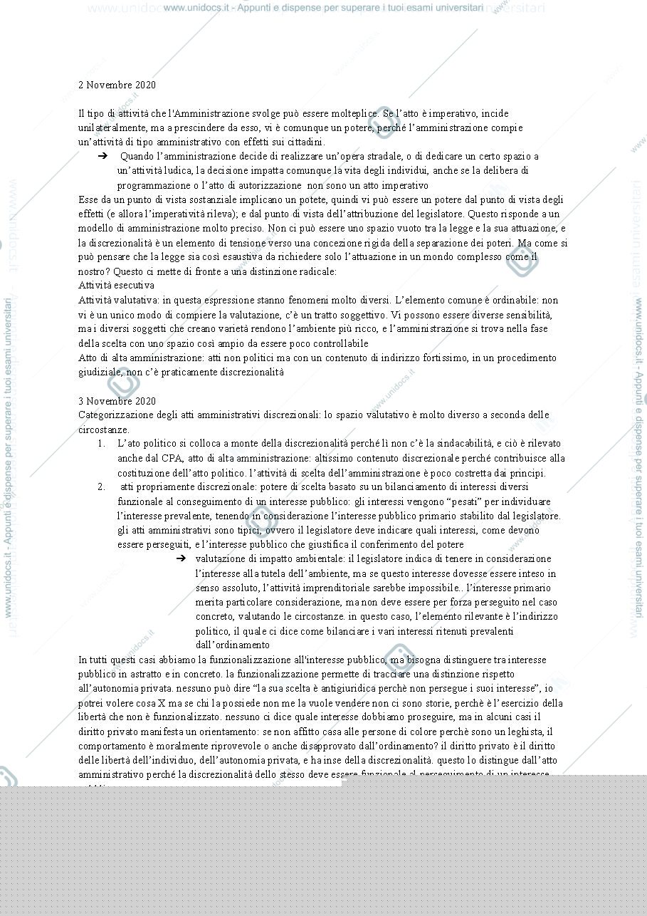 Anteprima pagina 1 — appunti diritto amministrativo I