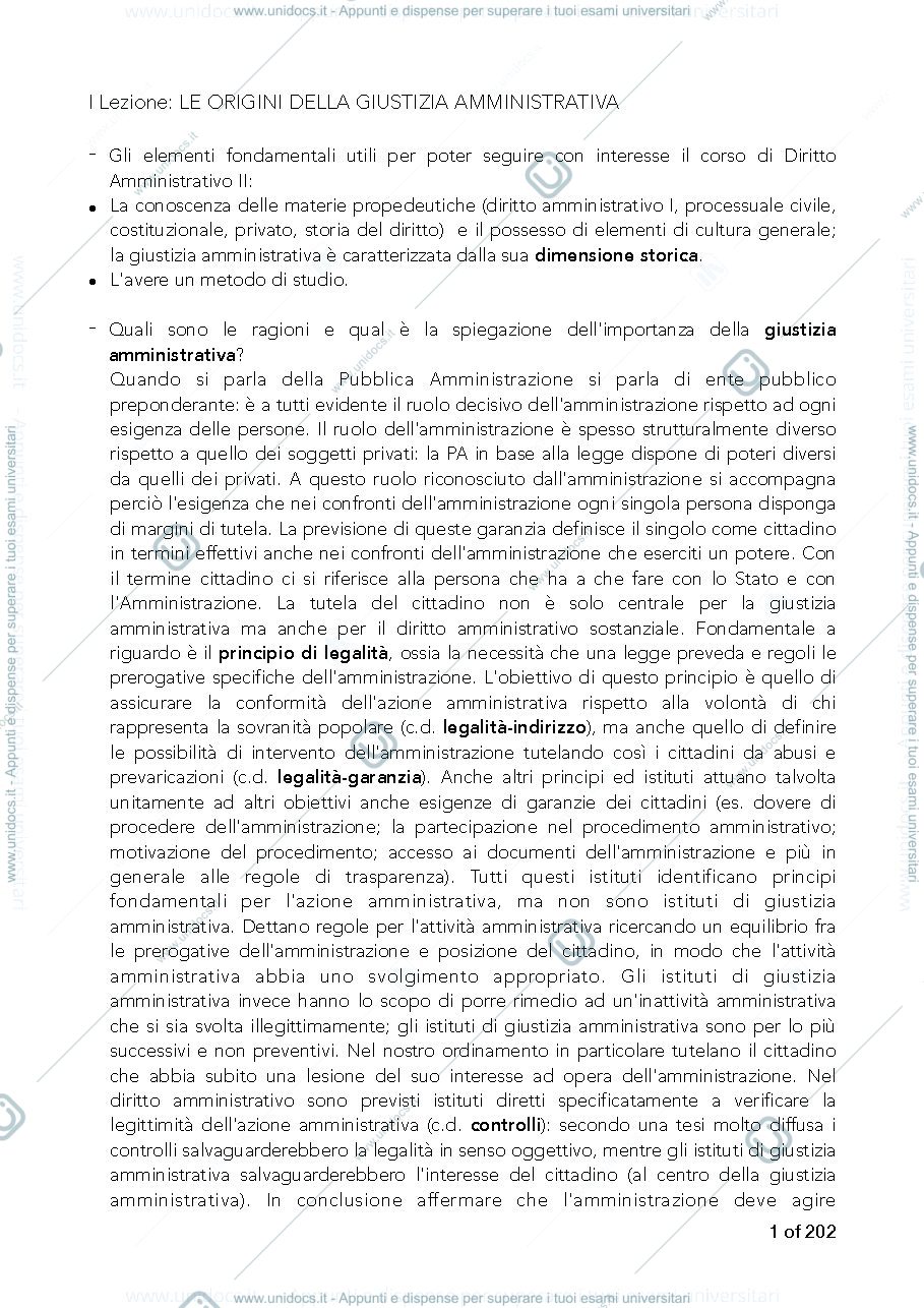 Anteprima pagina 1 — Dispensa Appunti Diritto Amministrativo II