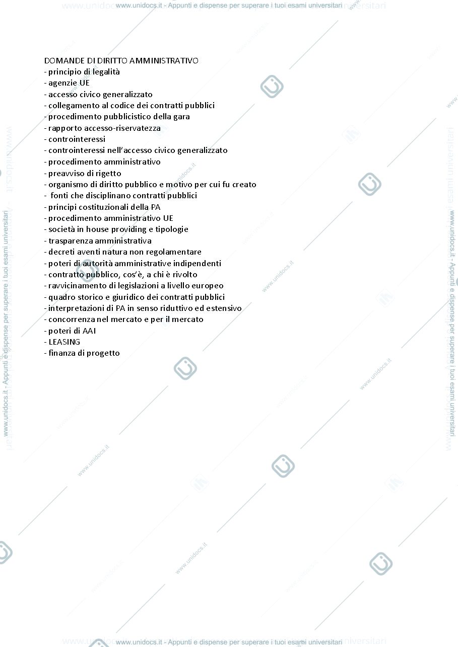Anteprima pagina 1 — domande di diritto amministrativo