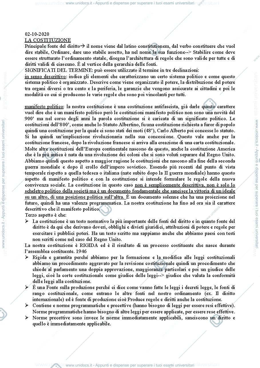 Anteprima pagina 1 — Appunti di diritto amministrativo