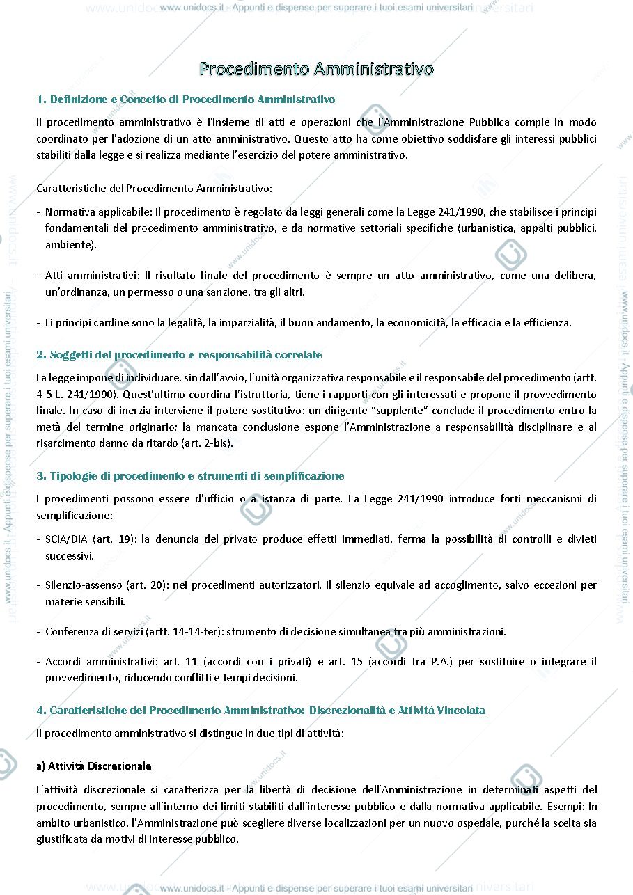 Anteprima pagina 1 — appunti diritto amministrativo