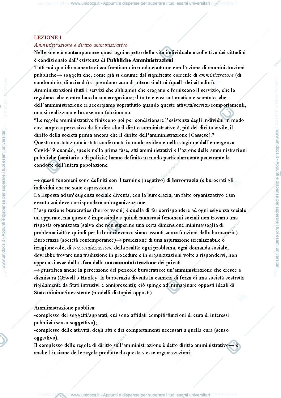 Anteprima pagina 1 — Diritto amministrativo