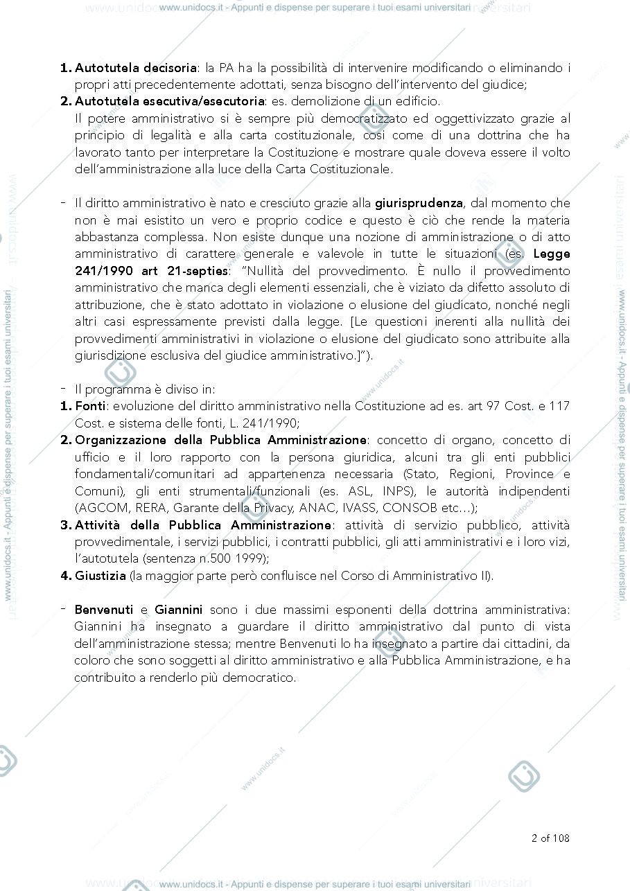 Anteprima pagina 2 — Dispensa Appunti Diritto Amministrativo I