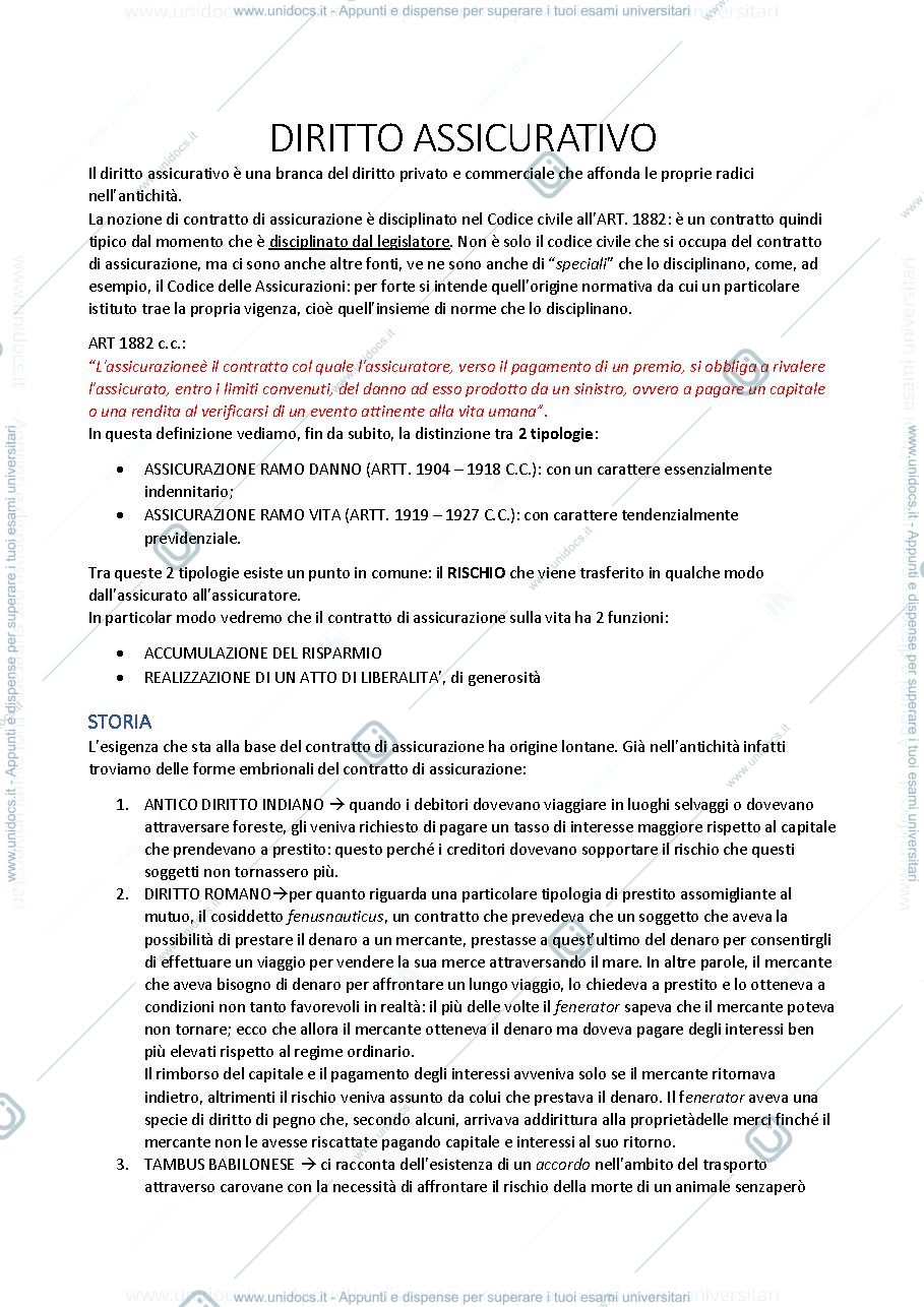 Anteprima pagina 1 — Diritto assicurativo 