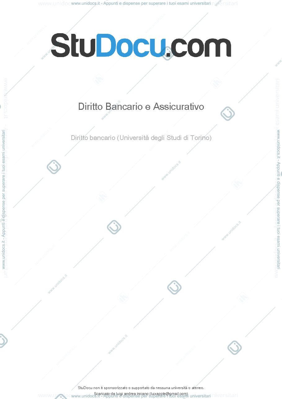 Anteprima pagina 1 — Diritto bancario e assicurativo di chio 