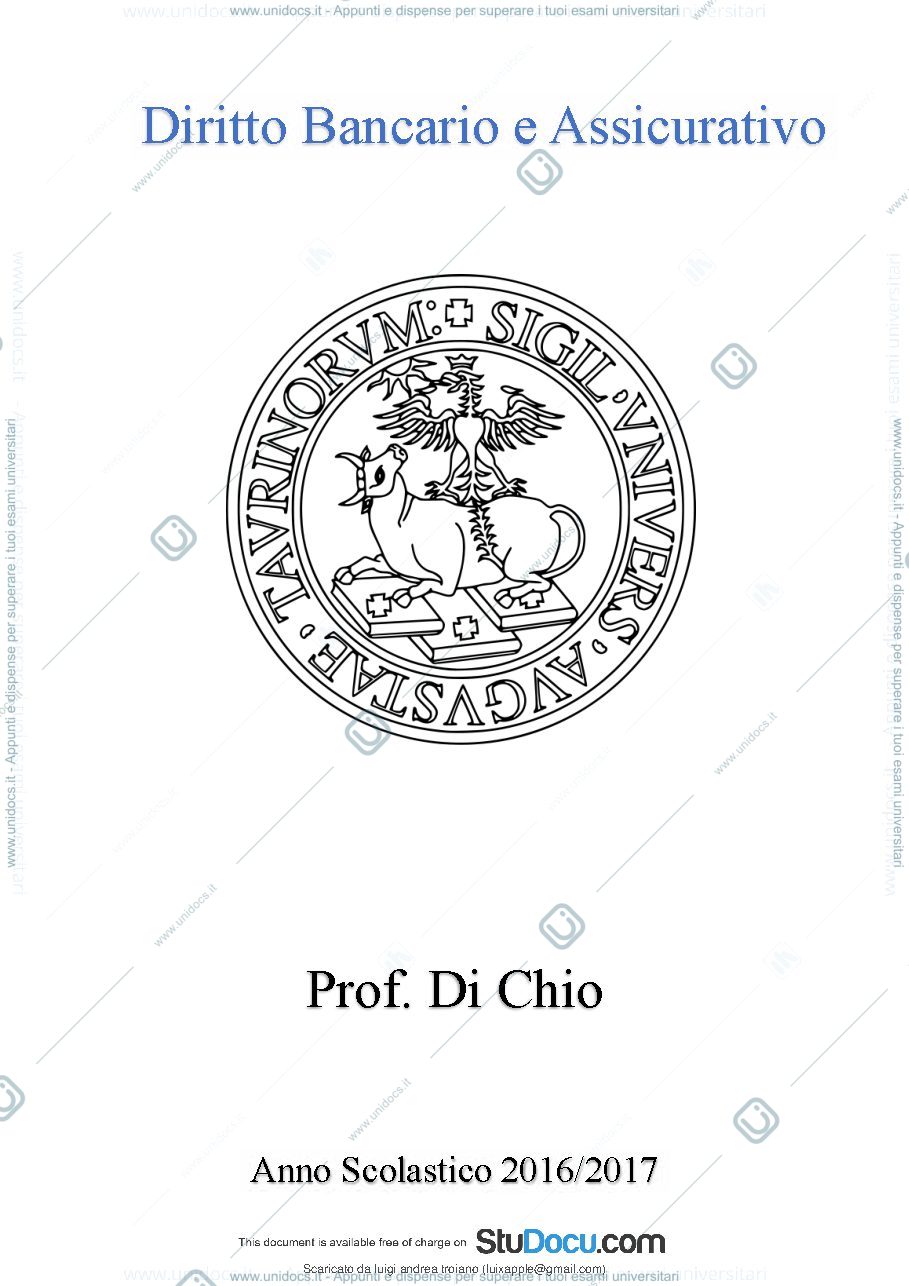 Anteprima pagina 2 — Diritto bancario e assicurativo di chio 