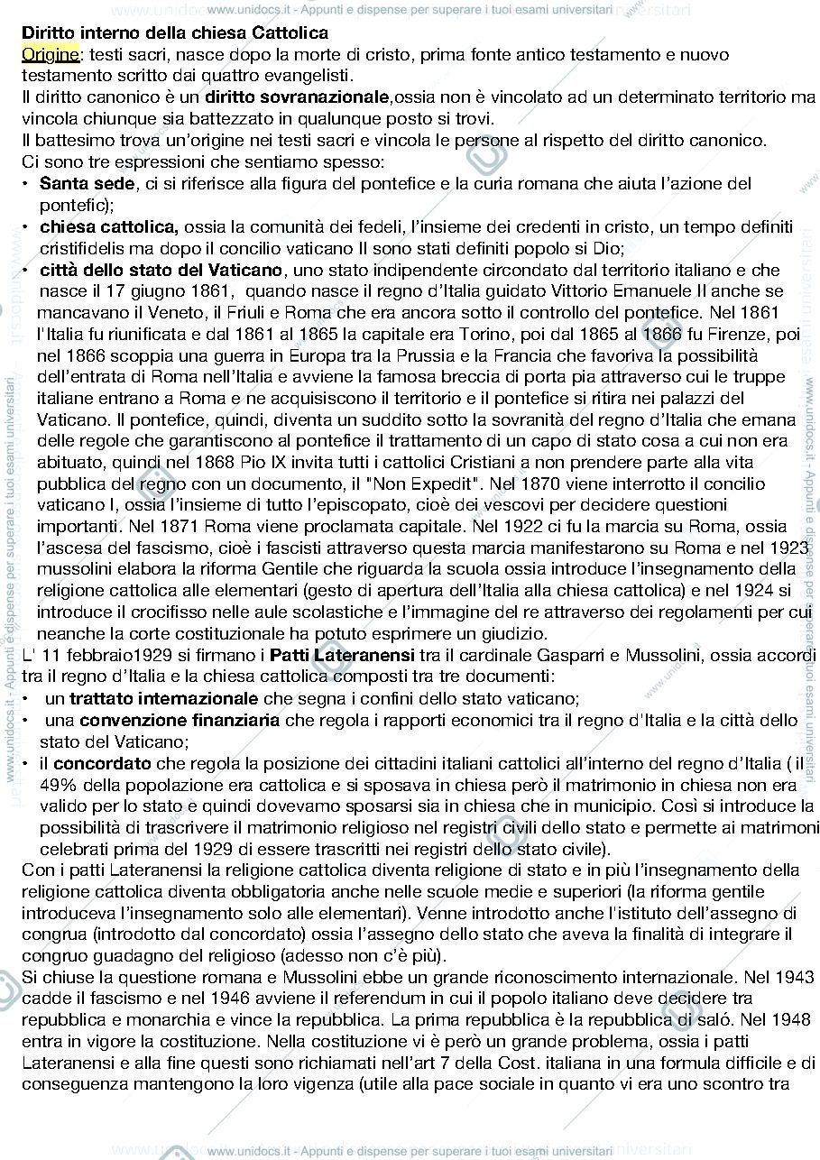 Anteprima pagina 1 — Dispensa diritto canonico 