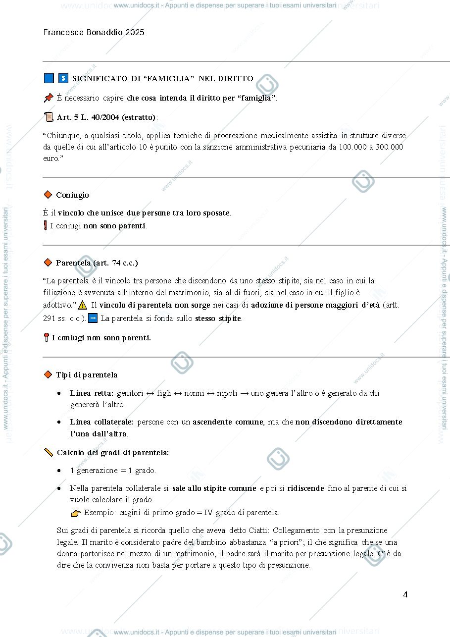 Anteprima pagina 4 — diritto di famiglia schema