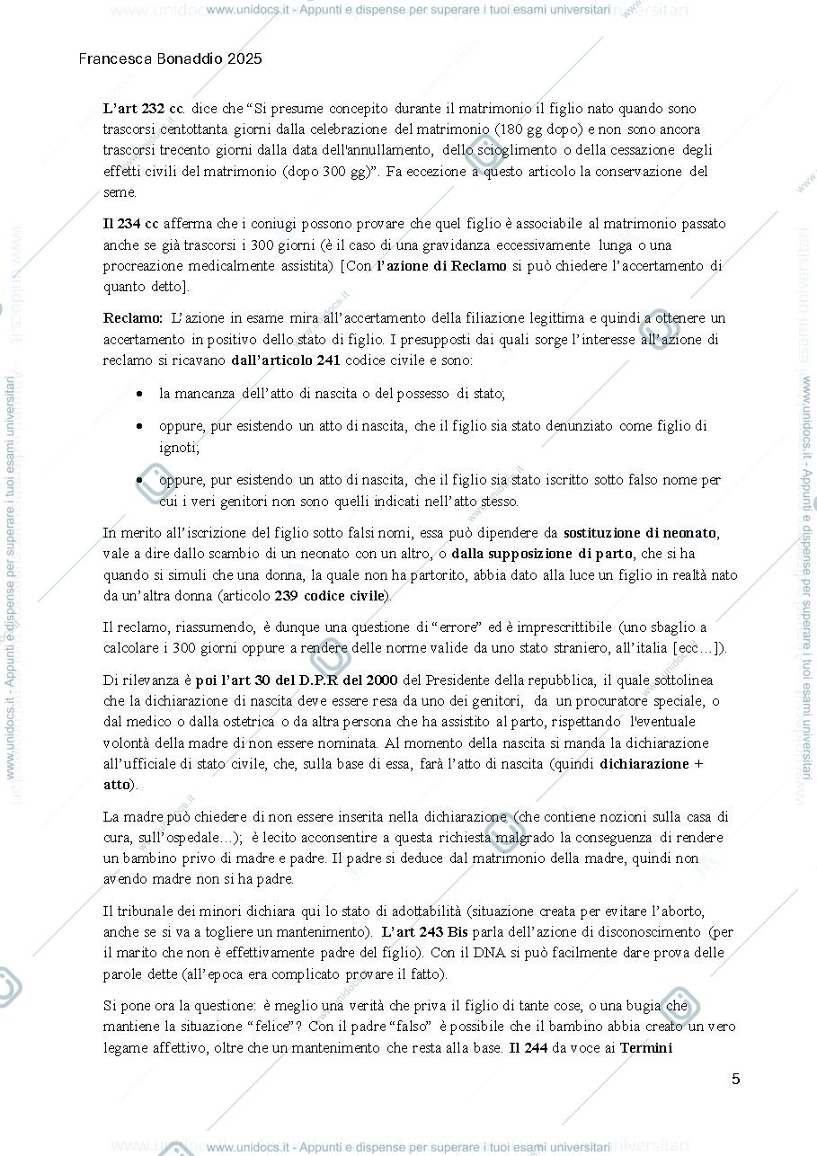 Anteprima pagina 5 — diritto di famiglia schema